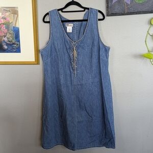 Vintage Blue Denim Sleeveless Dress 20W